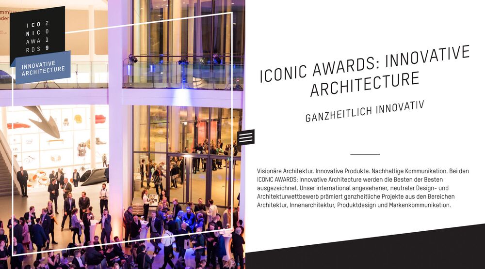 Website of the Iconic Award for INNOVATIVE ARCHITECTURE, designed and developed by us for our client German Design Council