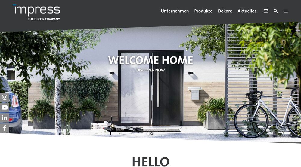 Startscreen of our website for Impress