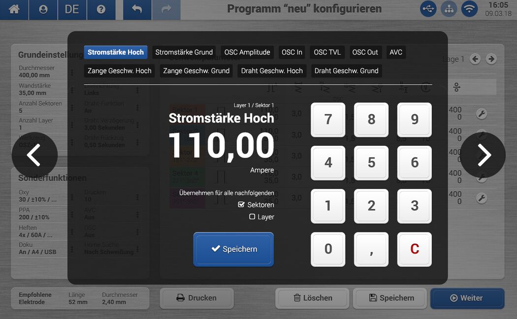 Settings can easily be changed with clear and big buttons.