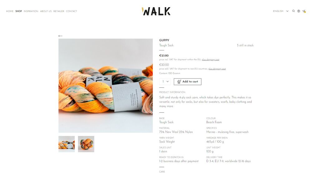Single view of an article with big pictures, a simple design and clear user guidance.