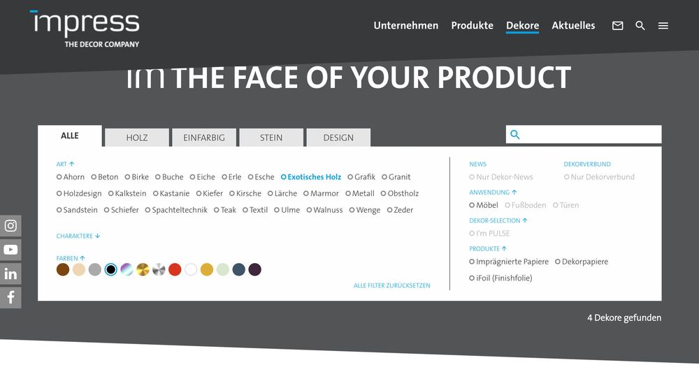 We implemented a wide range of decors in a product configurator with various materials and designs.
