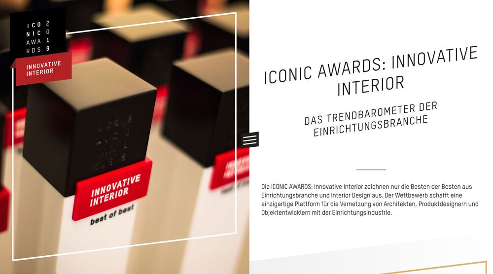 Website of the Iconic Award for INNOVATVIE INTERIOR, designed and developed by us for our client German Design Council